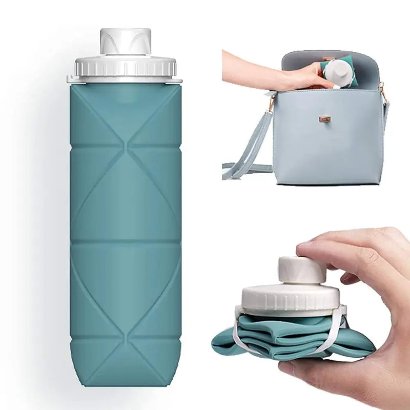 Collapsible Water Bottles Cups Leakproof Valve Reusable BPA Free Silicone Foldable Travel Water Bottle Cup for Gym Camping Hiking Travel Sports Lightweight Durable