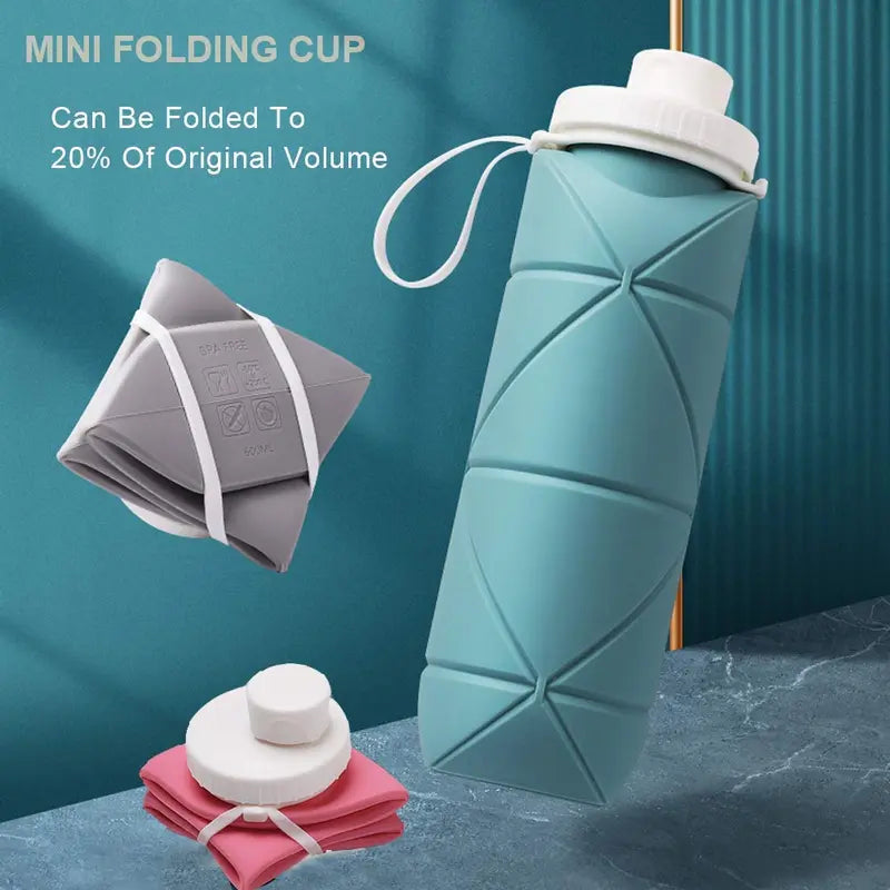 Collapsible Water Bottles Cups Leakproof Valve Reusable BPA Free Silicone Foldable Travel Water Bottle Cup for Gym Camping Hiking Travel Sports Lightweight Durable