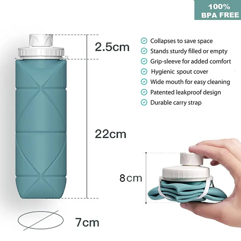 Collapsible Water Bottles Cups Leakproof Valve Reusable BPA Free Silicone Foldable Travel Water Bottle Cup for Gym Camping Hiking Travel Sports Lightweight Durable