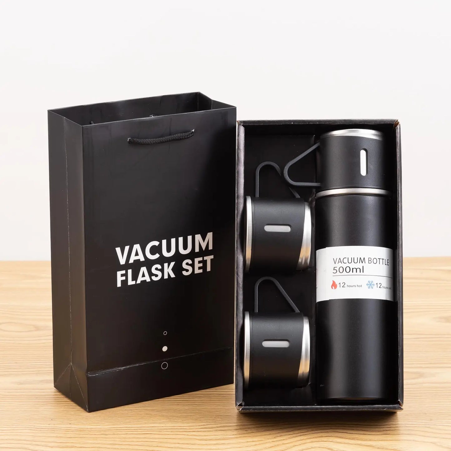 3Pcs/Set Vacuum Water Bottle Set, Stainless Steel Vacuum Flask with Gift Box, Vacuum Insulated Bottle with Cups, Portable Tumbler Cups