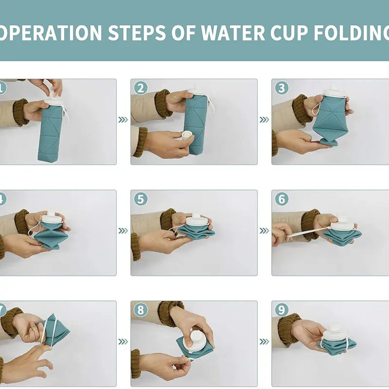 Collapsible Water Bottles Cups Leakproof Valve Reusable BPA Free Silicone Foldable Travel Water Bottle Cup for Gym Camping Hiking Travel Sports Lightweight Durable