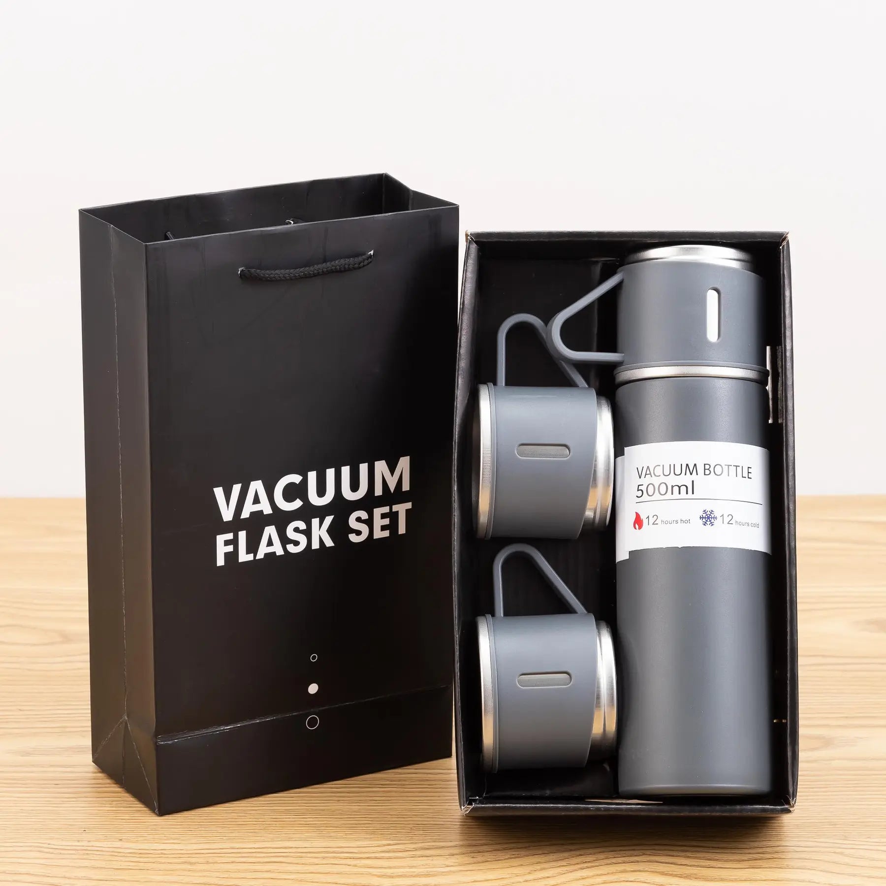 3Pcs/Set Vacuum Water Bottle Set, Stainless Steel Vacuum Flask with Gift Box, Vacuum Insulated Bottle with Cups, Portable Tumbler Cups
